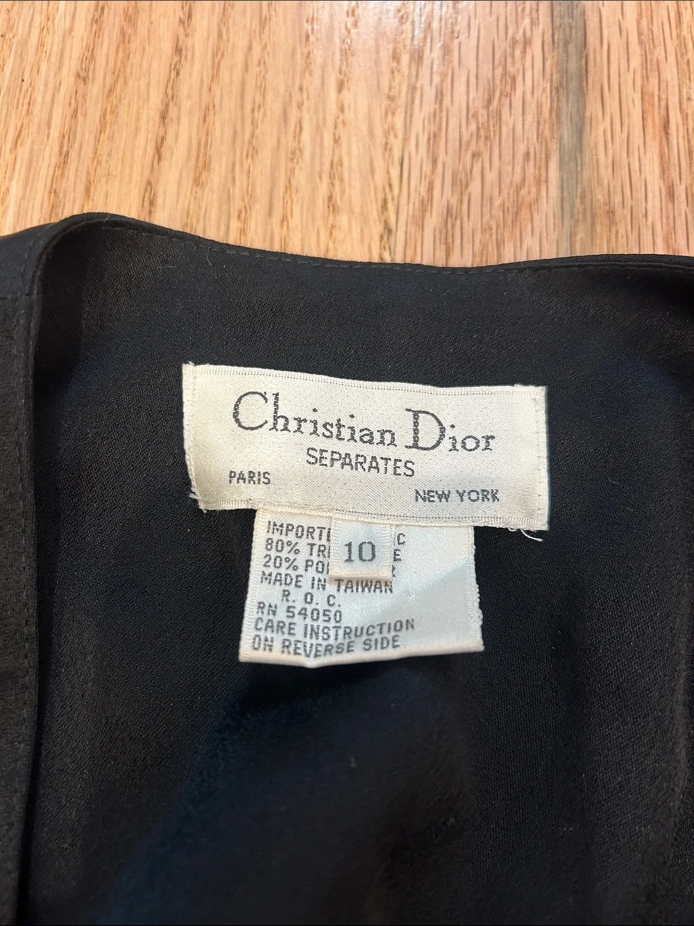 Vintage Dior Black Satin-Trim Blazer with Bow Accent